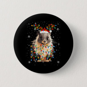Porcupine Animal Santa Hat Ugly Christmas Tree Lig 6 Cm Round Badge