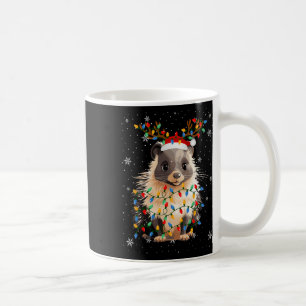 Porcupine Animal Santa Hat Ugly Christmas Tree Lig Coffee Mug