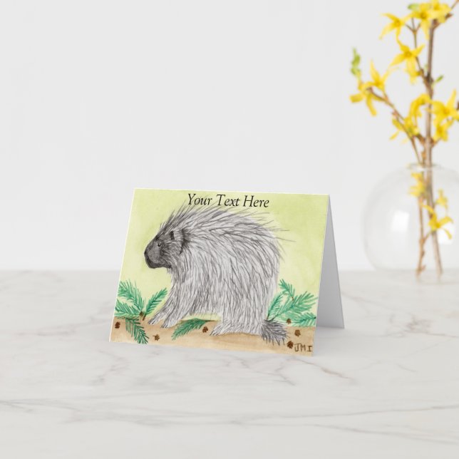 Porcupine Card (Yellow Flower)