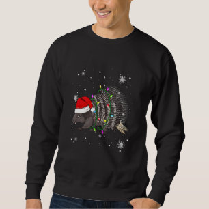 Porcupine Christmas Lights Led Santa Hat Christmas Sweatshirt