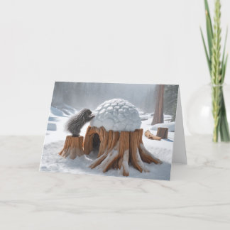 PORCUPINE IGLOO WINTER - OLD STUMP  HOLIDAY CARD