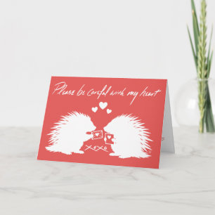 Porcupine Love: Please Be Careful With My Heart Thank You Card