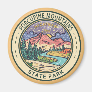 Porcupine Mountains State Park Michigan Badge Magnet