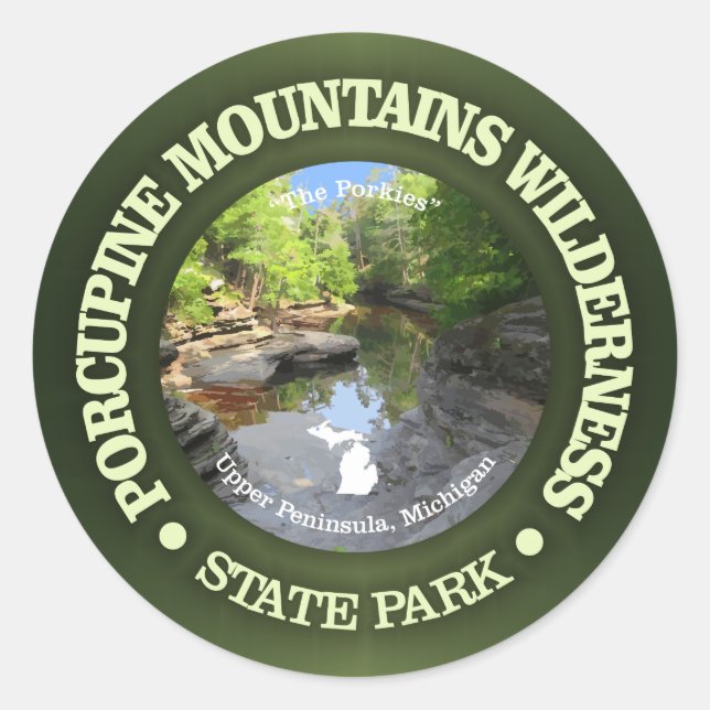 Porcupine Mountains Wilderness SP Classic Round Sticker (Front)