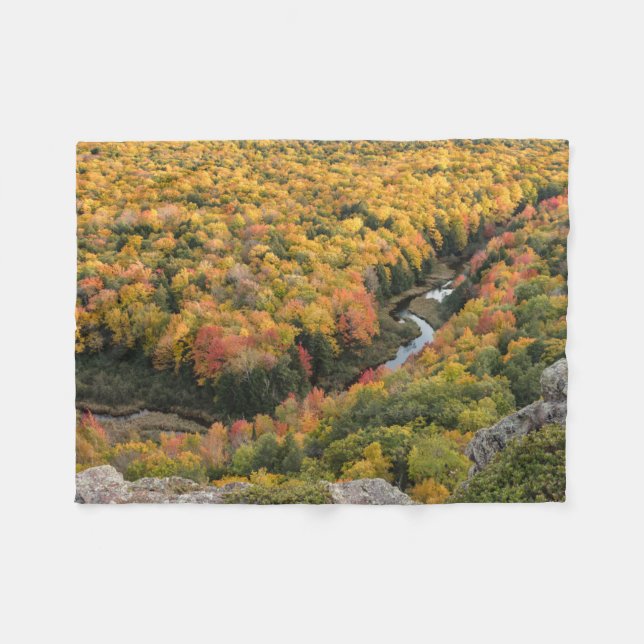 Porcupine Mountains Wilderness State Park Fleece Blanket (Front (Horizontal))