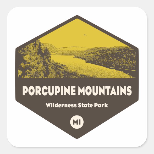 Porcupine Mountains Wilderness State Park Michigan Square Sticker (Front)