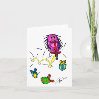 Porcupine on a Pogo Stick birthday card
