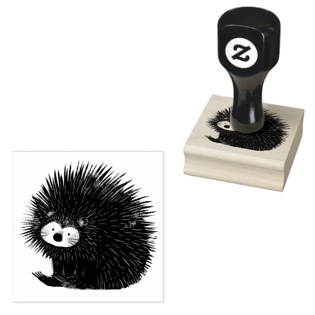 Porcupine Quill Animal Cute | Rubber Stamp (Stamped)