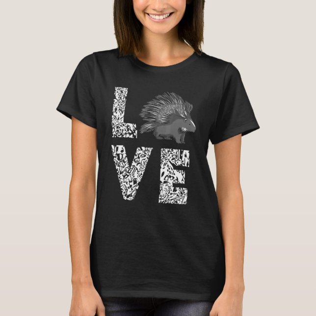Porcupine Rodent Leopard Love Spine Animal Quill P T-Shirt (Front)