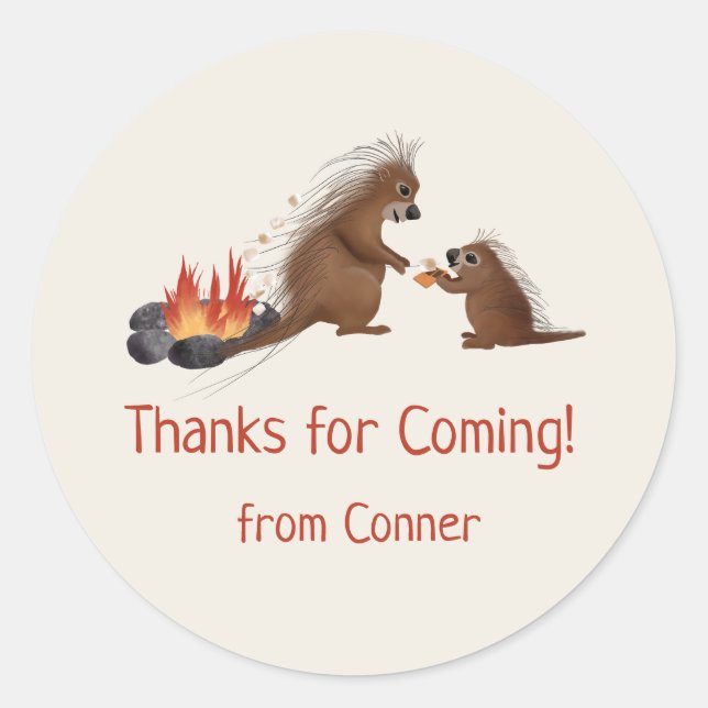 porcupine smores favour sticker (Front)