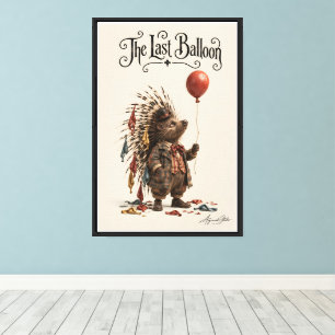 Porcupine with a Red Balloon Canvas Print