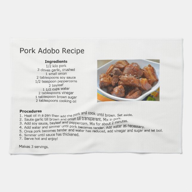 Pork Adobo Recipe Tea Towel (Horizontal)