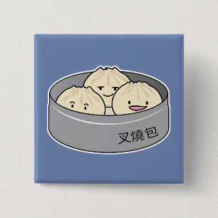 Pork Bun dim sum Chinese breakfast steamed bbq bun 15 Cm Square Badge