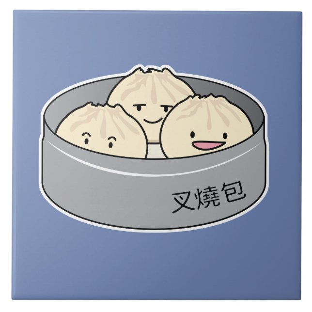Pork Bun dim sum Chinese breakfast steamed bbq bun Ceramic Tile (Front)