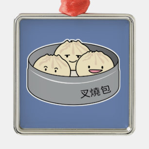 Pork Bun dim sum Chinese breakfast steamed bbq bun Metal Tree Decoration