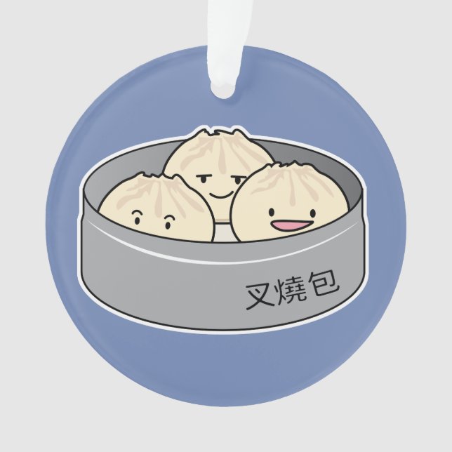 Pork Bun dim sum Chinese breakfast steamed bbq bun Ornament (Front)
