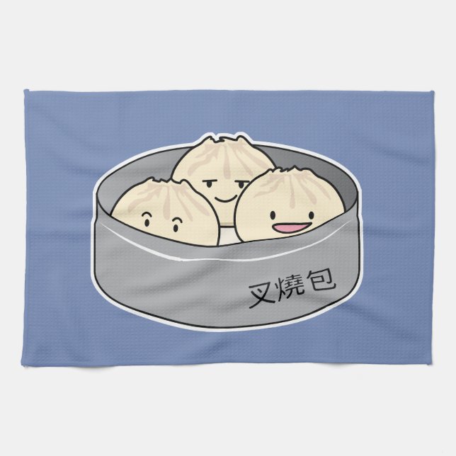 Pork Bun dim sum Chinese breakfast steamed bbq bun Tea Towel (Horizontal)