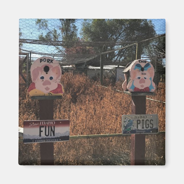 Pork Chop, Fun Pigs, Idaho Funny Signs Magnet (Front)