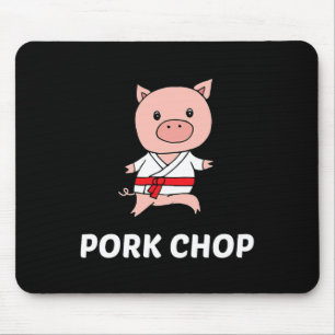 Pork Chop - Funny Pig Karate Pun 1 Mouse Pad