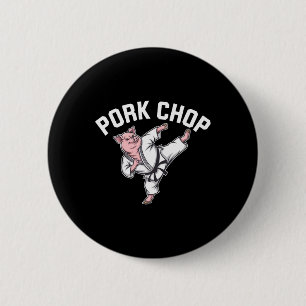 Pork Chop - Funny Pig Karate Pun 6 Cm Round Badge