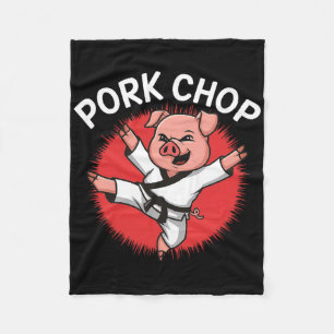 Pork Chop Karate Pig Fun For Pork Lovers  Fleece Blanket