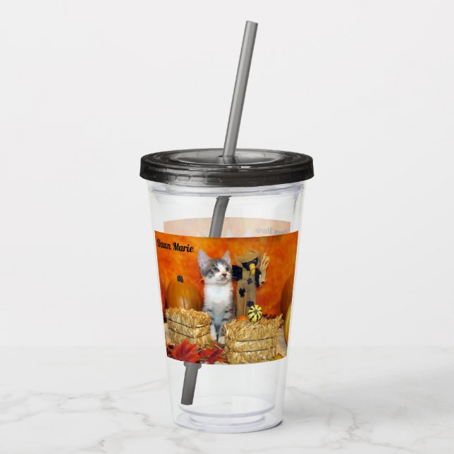 Pork Chop's Autumn - Cat Acrylic Tumbler (Back)