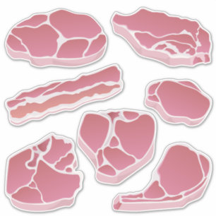 Pork Cuts Icons Set