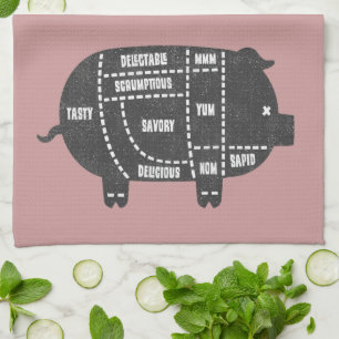 Pork Cuts III Tea Towel