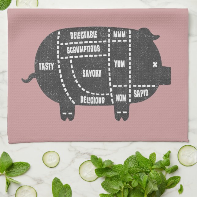 Pork Cuts III Tea Towel (Folded)