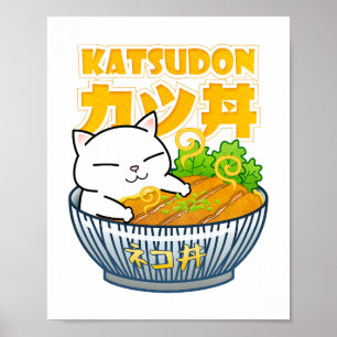 Pork Katsudon Cat Poster