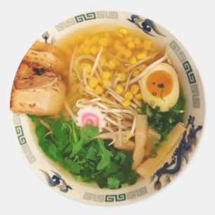 Pork Ramen Noodle Soup Classic Round Sticker