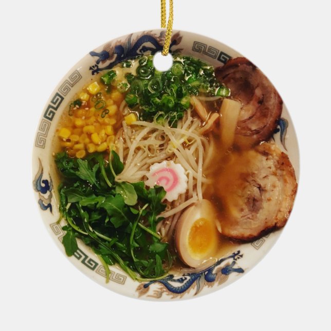 Pork Ramen Noodles Ceramic Ornament (Front)