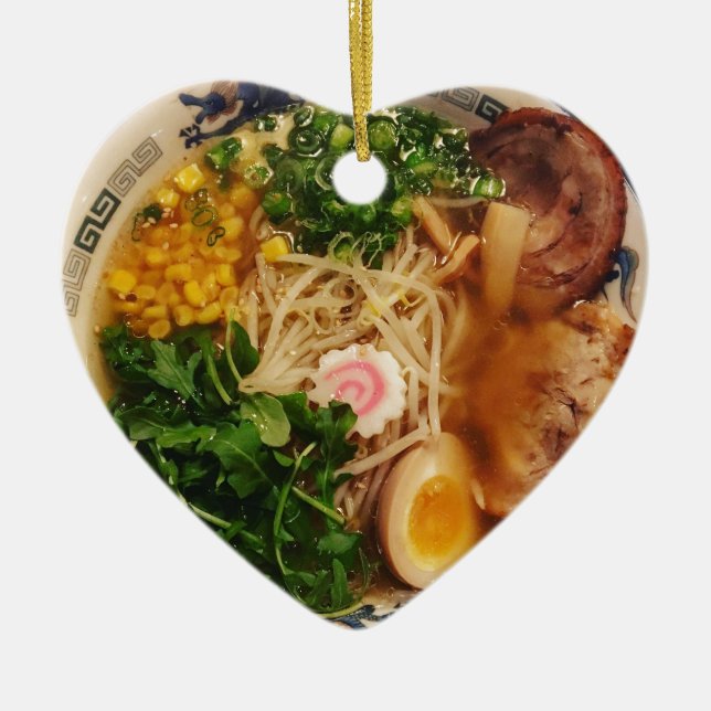 Pork Ramen Noodles Ceramic Tree Decoration (Front)
