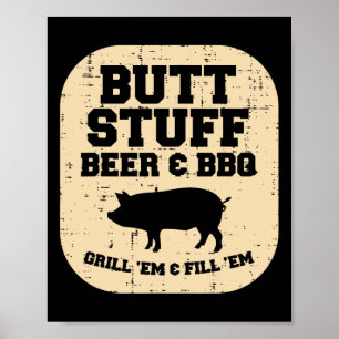 Pork Stuff Bbq Grill Em Byrbecue Pig Meat Grilling Poster