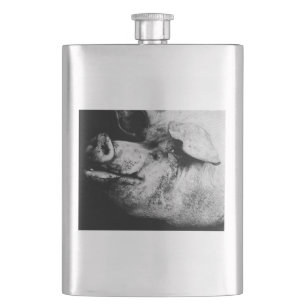 porker portrait hip flask
