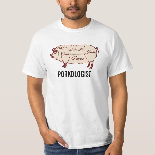 Porkologist Pork Meat Cuts Diagram Chart Shirt (Front)