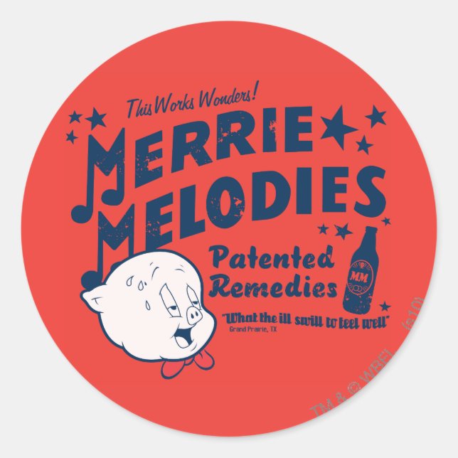 Porky MERRIE MELODIES™ Remedies 2 Classic Round Sticker (Front)