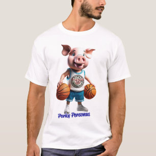 Porky Personas funny Pig characters. Basketball T-Shirt