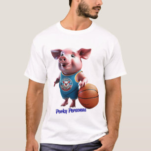 Porky Personas funny Pig characters. Basketball T-Shirt