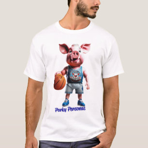 Porky Personas funny Pig characters. Basketball T-Shirt