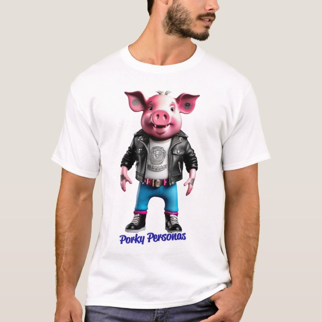 Porky Personas funny Pig characters T-Shirt (Front)