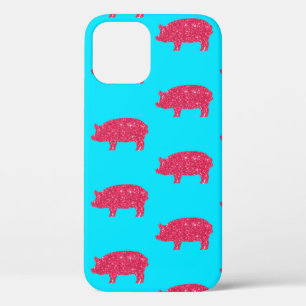Porky Pig Silhouette Pink Glitter Girly Farm iPhone 12 Case
