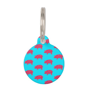 Porky Pig Silhouette Pink Glitter Girly Farm Pet Tag