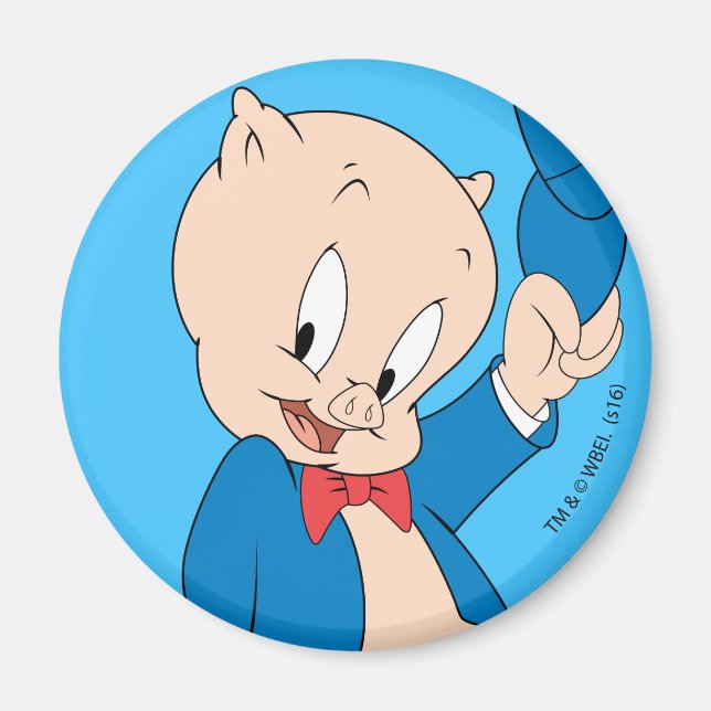 Porky Pig | Waving Hat Magnet (Front)