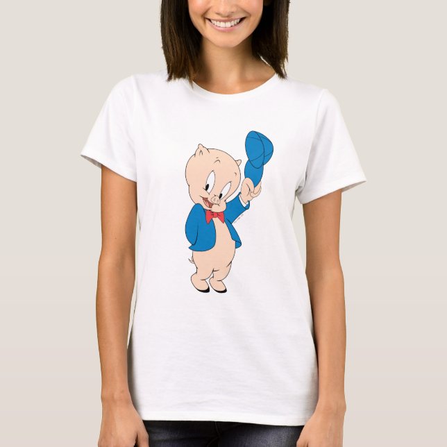 Porky Pig | Waving Hat T-Shirt (Front)