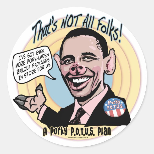 Porky POTUS Anti-Obama Gear Classic Round Sticker (Front)