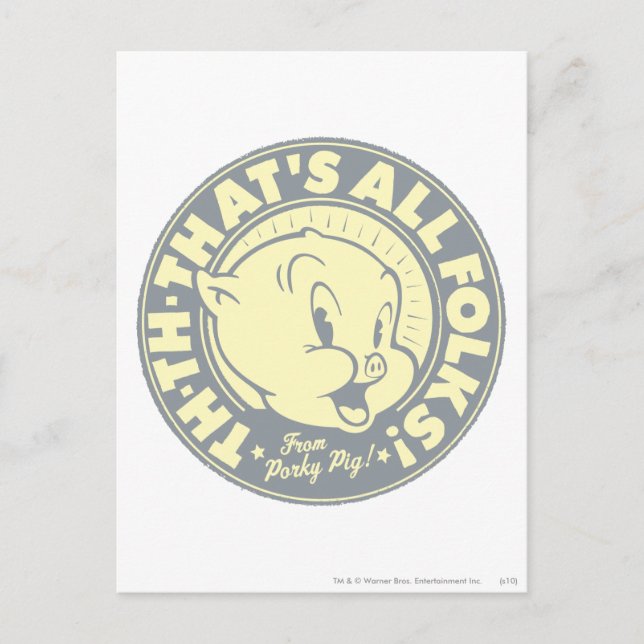 Porky TH-TH-THAT'S ALL FOLKS! Postcard (Front)