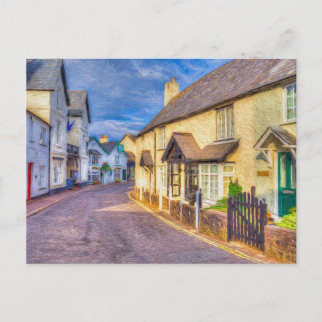 Porlock High Street Art Postcard (Front)