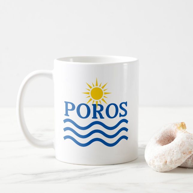 POROS Greece, Sun Waves Coffee Mug (With Donut)