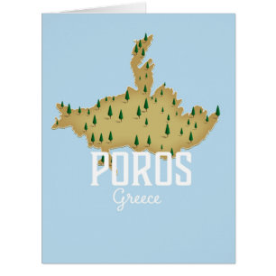 Poros Greek Map Illustrated travel poster